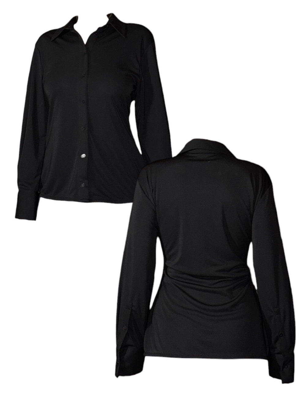 Classic Black Fitted Button-Up Shirt